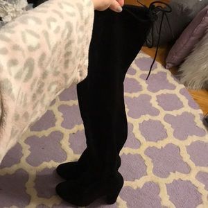 SOLD. Over the knee black heeled boots